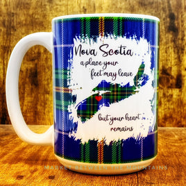 SNS - 15oz Ceramic Mug: Nova Scotia. A Place Your Feet May Leave