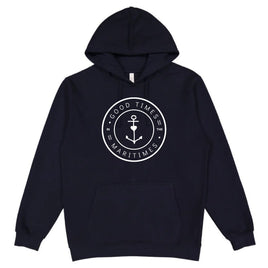 The Good Anchor - Fleece Adult Hoodie: Good Times in the Maritimes (Navy)