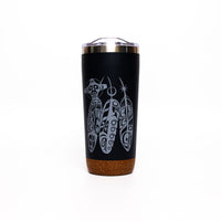 NNW - 20oz Cork Base Travel Mugs: Salmon Life Cycle (Feathers) by Paul Windsor