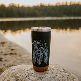 NNW - 20oz Cork Base Travel Mugs: Salmon Life Cycle (Feathers) by Paul Windsor