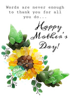 Brin d'Ocean - Seaglass Greeting Card: Happy Mother's Day Sunflower
