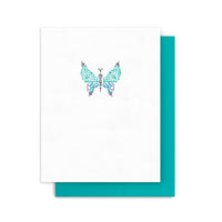 Arquoise Press - Letterpress Card: ORNAMENTAL BLUE BUTTERFLY