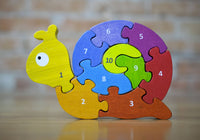 BeginAgain Toys - Wooden Puzzle Set: Snail/Number
