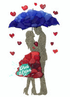 Brin d'Ocean - Seaglass Greeting Card: Couple with Umbrella