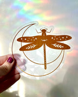 PK - Suncatcher Sticker: Dragonfly & Crescent Moon