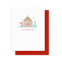 Arquoise Press - Letterpress Card: SWEETEST HOLIDAY WISHES GINGERBREAD HOUSE